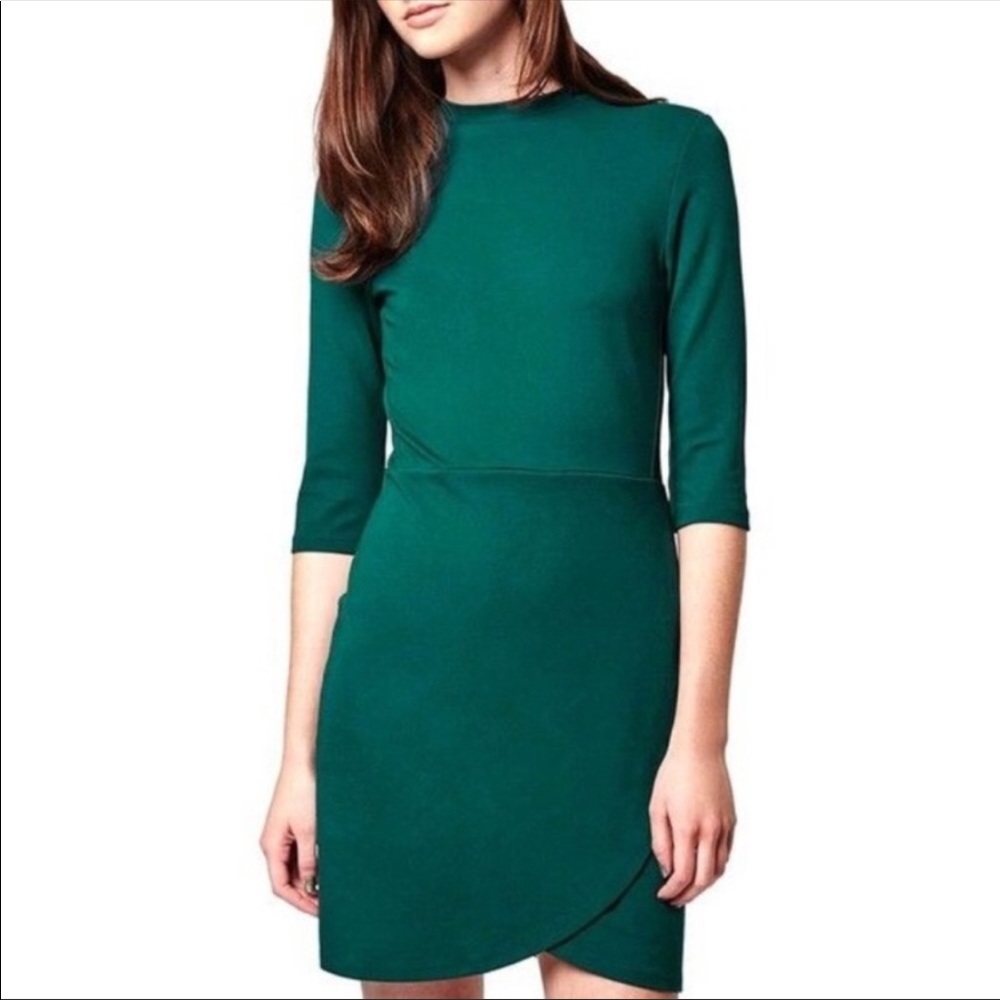 Topshop - green bodycon dress w/ wrap skirt